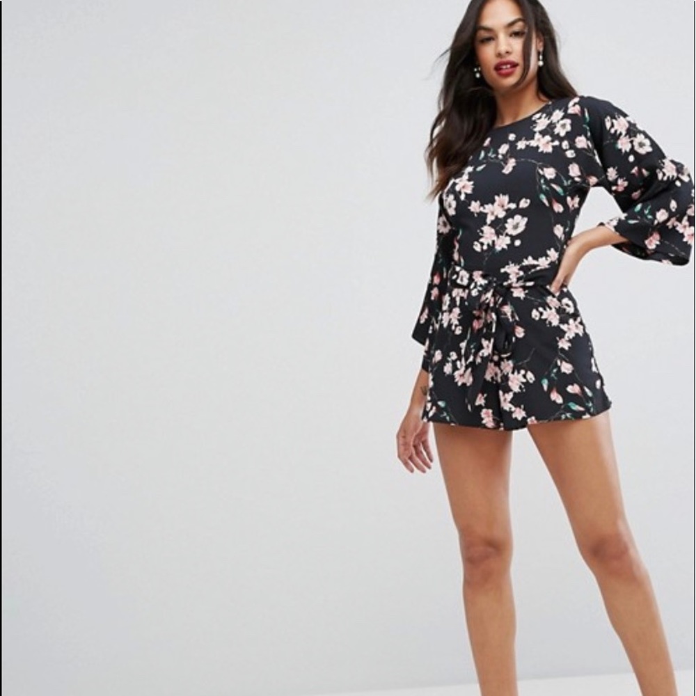 ASOS Black and Pink Floral Romper